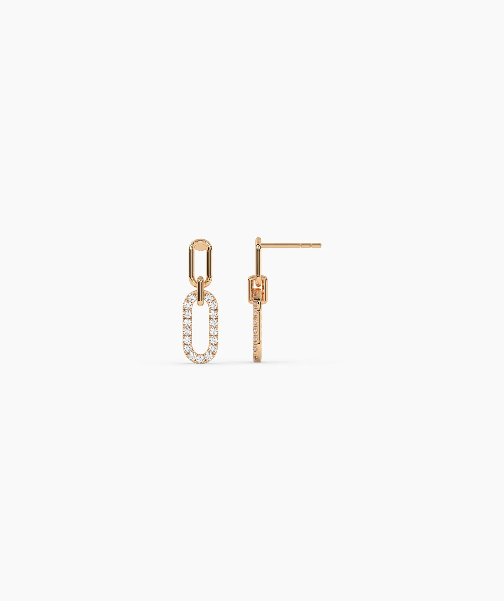 14K Gold Fancy Link Diamond Earrings