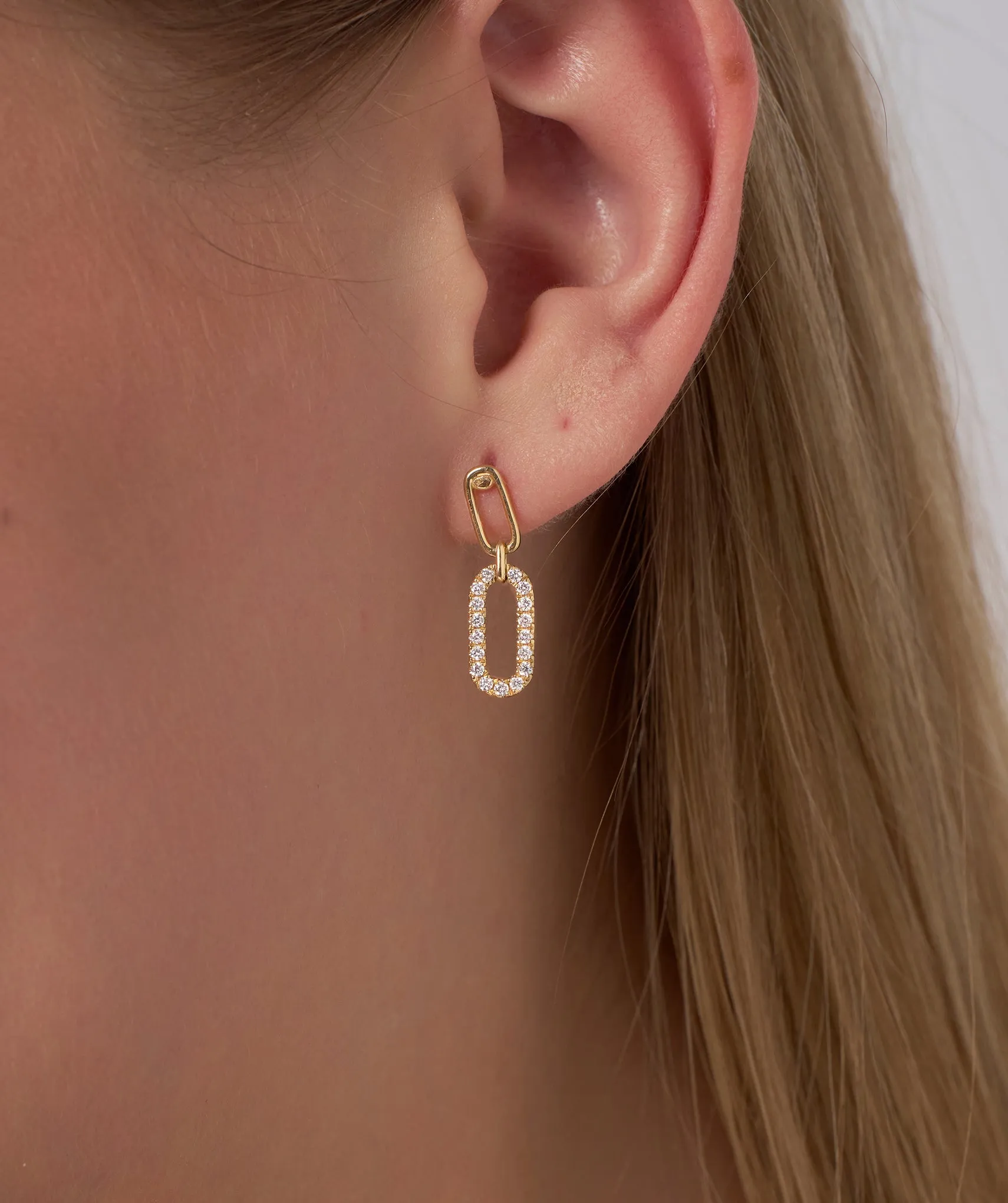 14K Gold Fancy Link Diamond Earrings