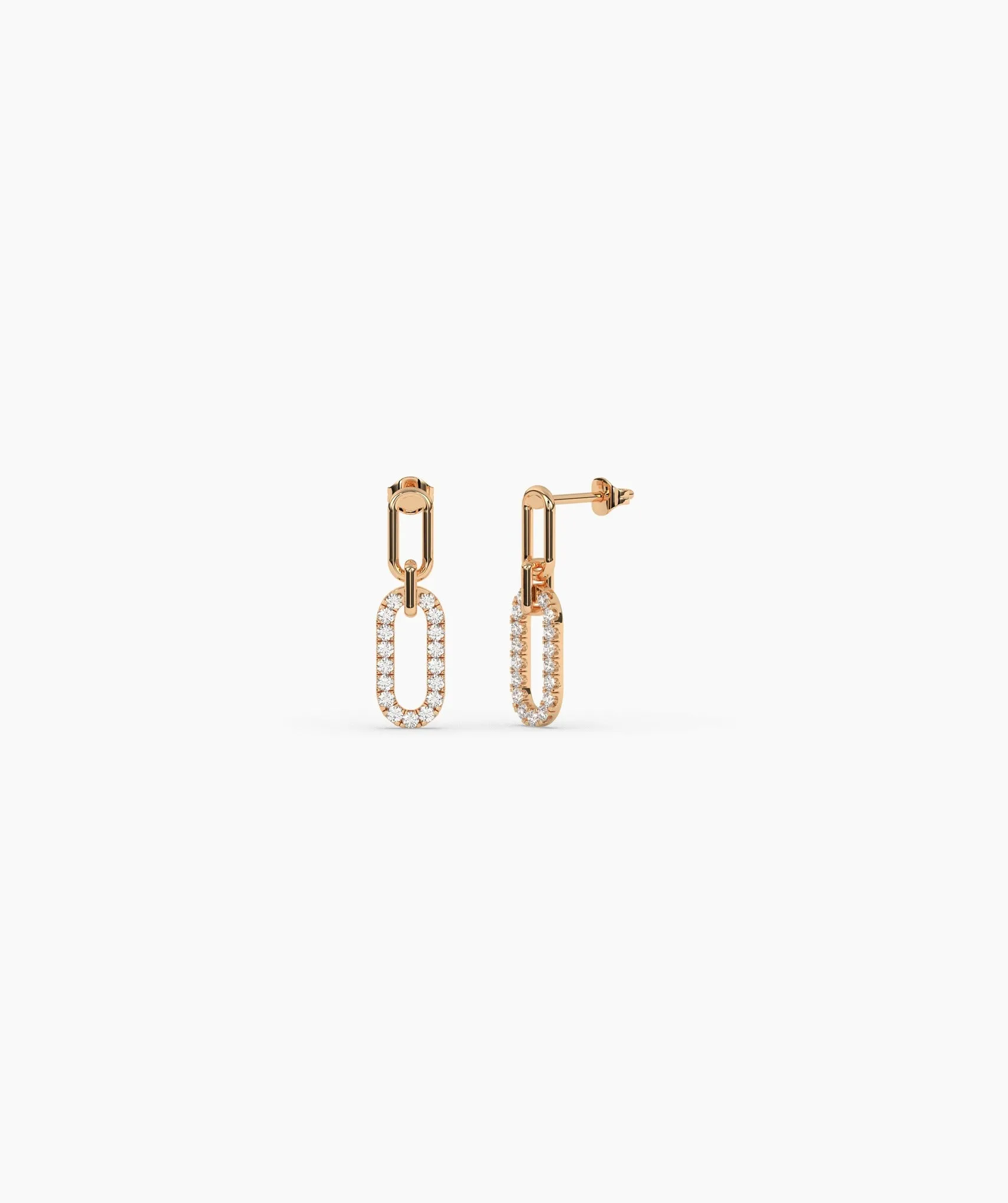 14K Gold Fancy Link Diamond Earrings
