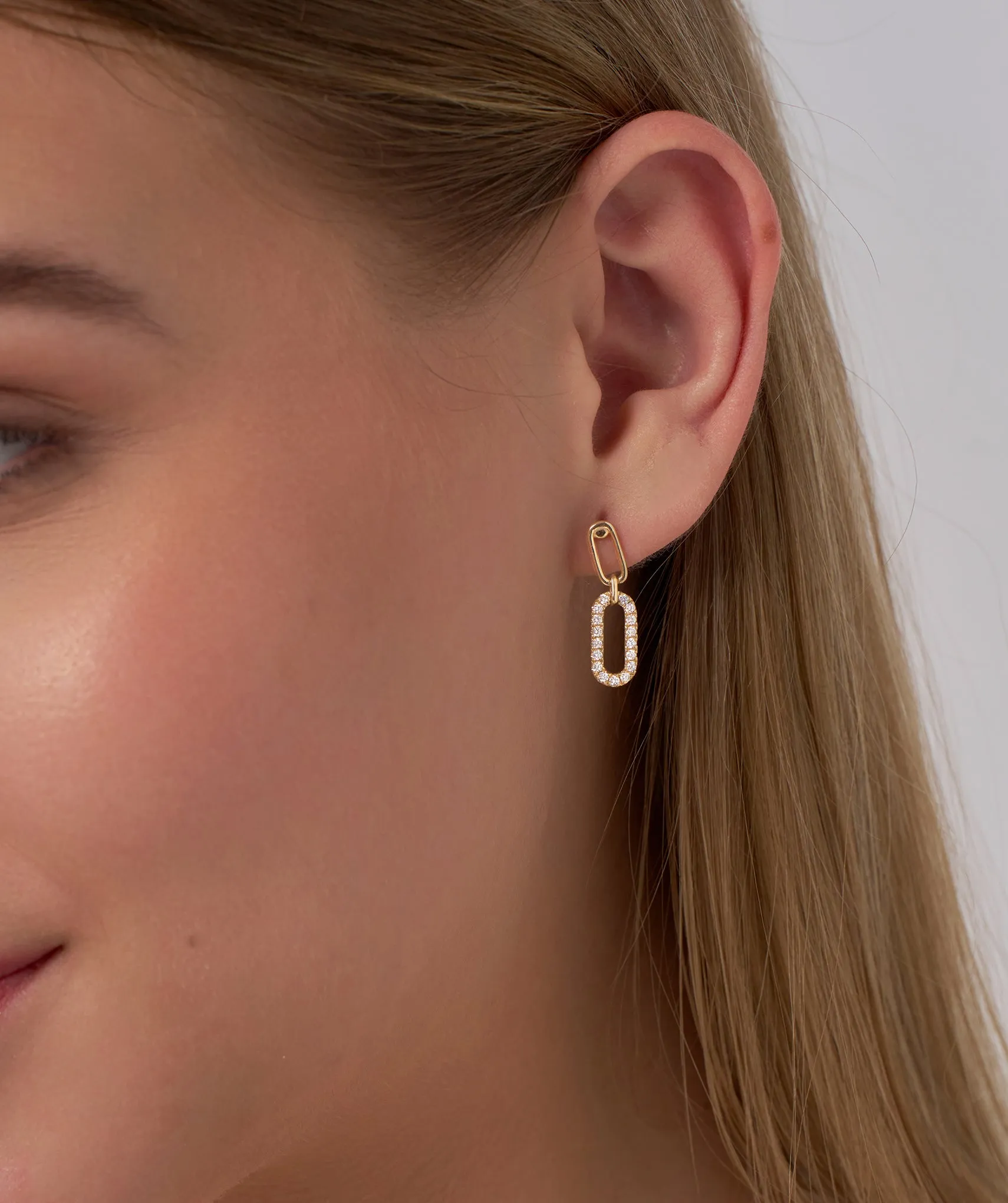 14K Gold Fancy Link Diamond Earrings