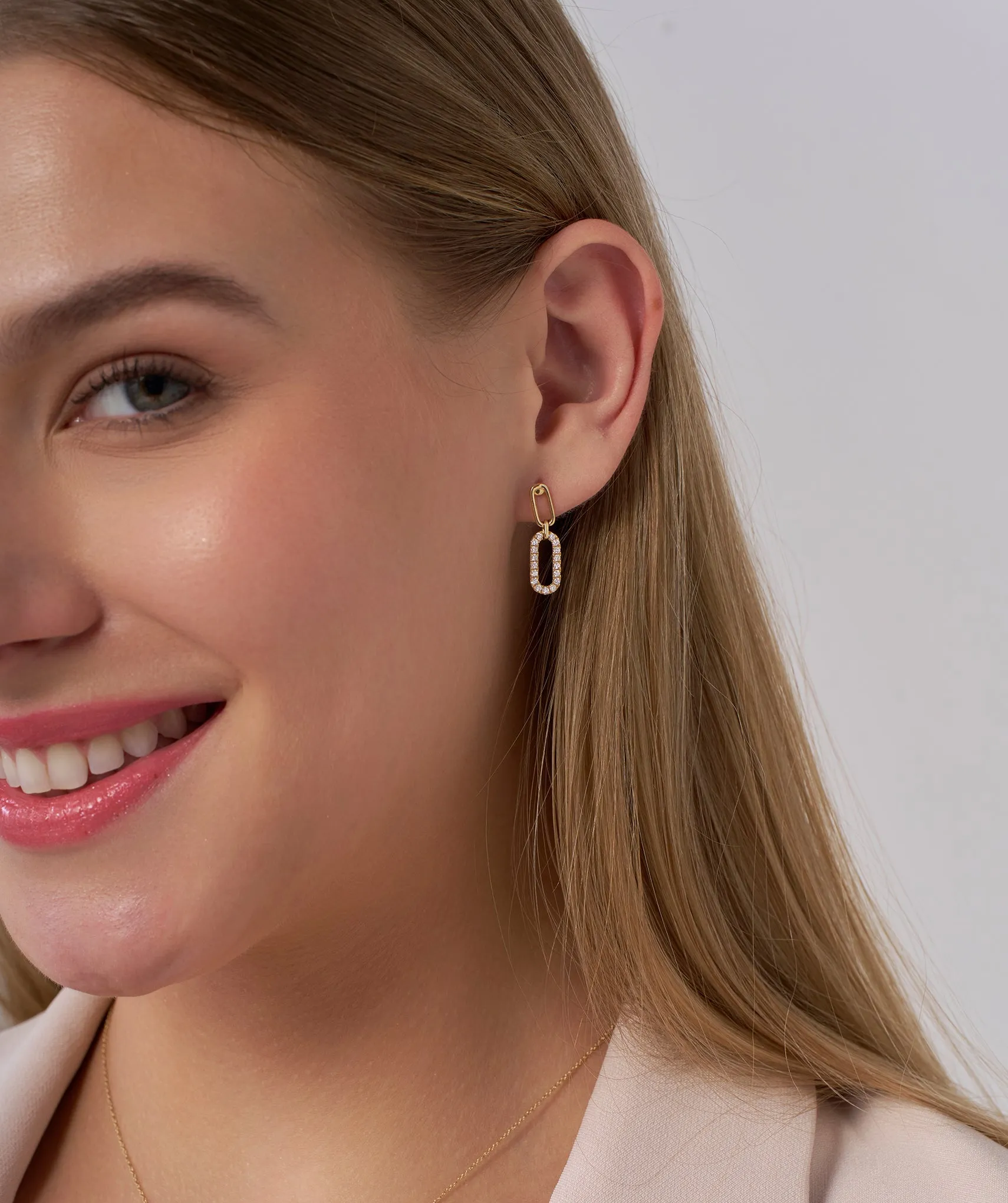 14K Gold Fancy Link Diamond Earrings