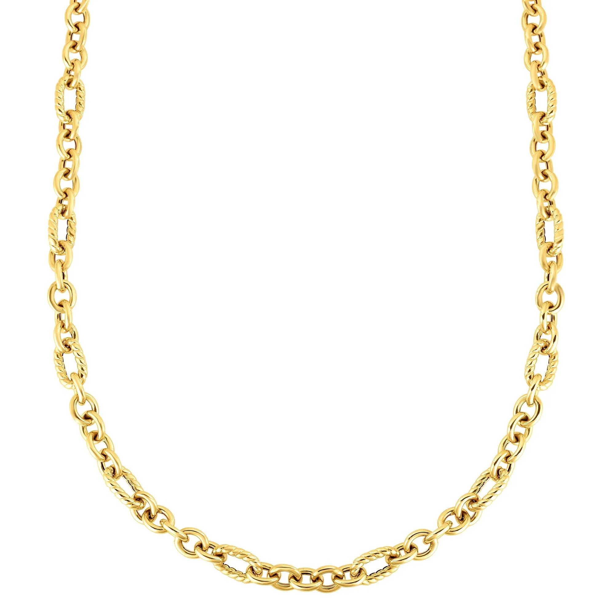 14K Gold Italian Cable Oval Link Necklace 30"