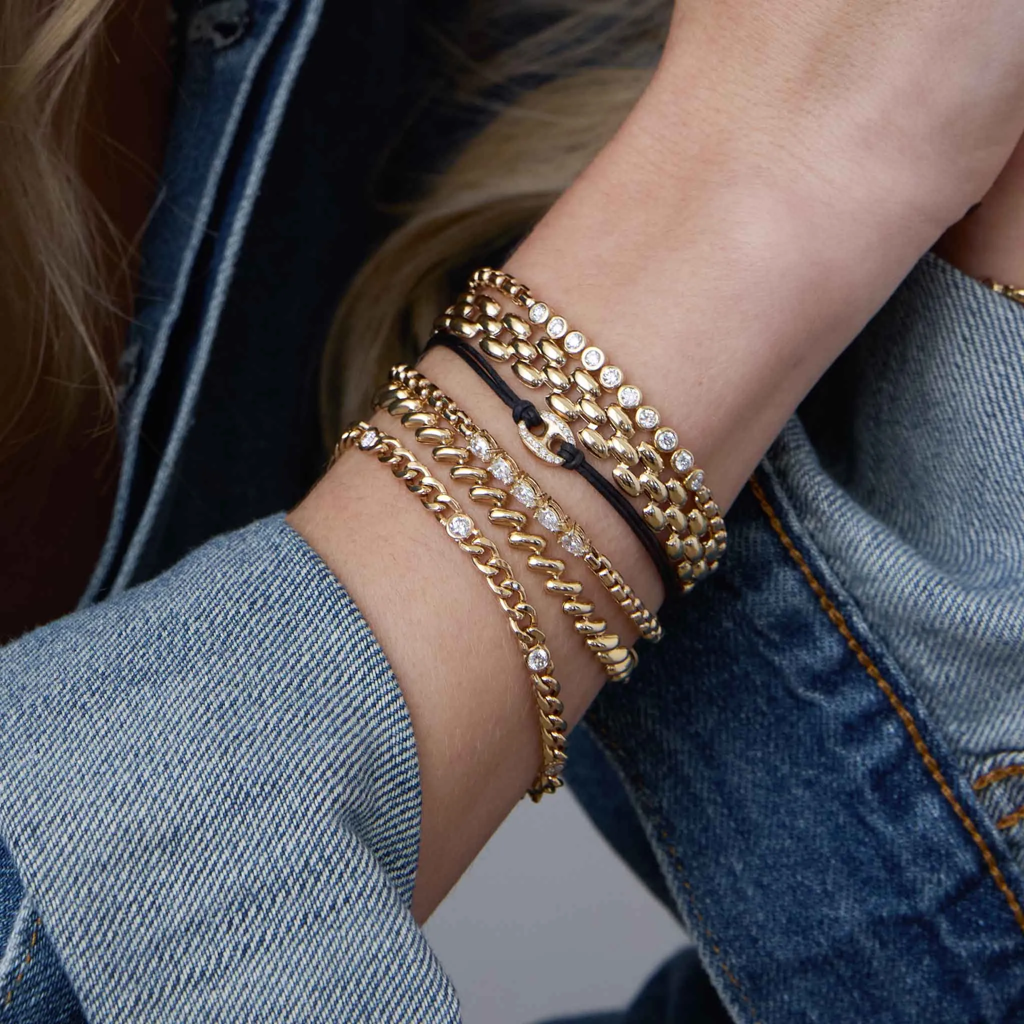 14k Gold Medium Panther Chain Bracelet