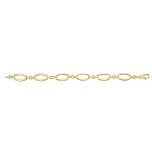 14K Gold Polished Three Plus One Oval Link Chain