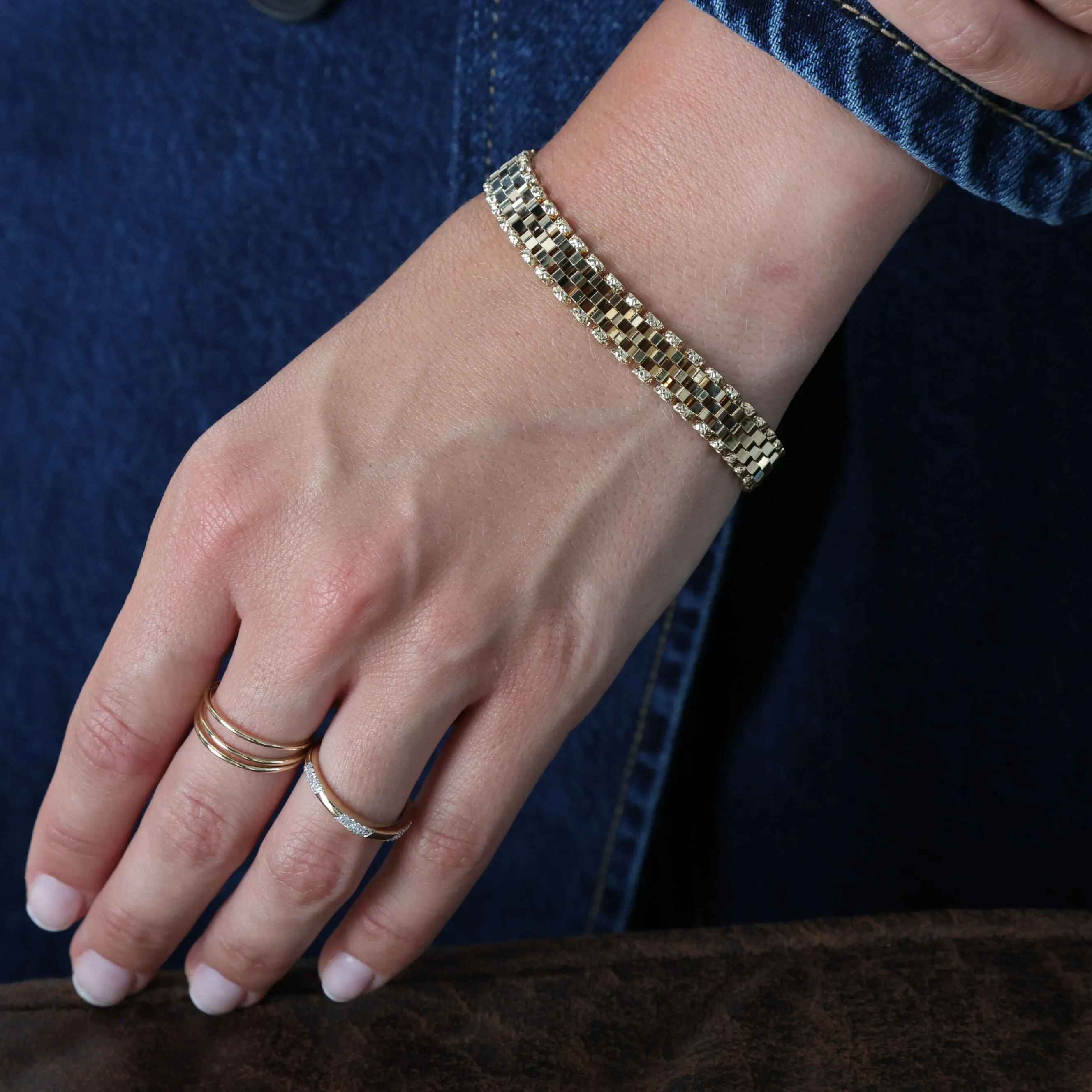 14K Gold Railroad Bracelet