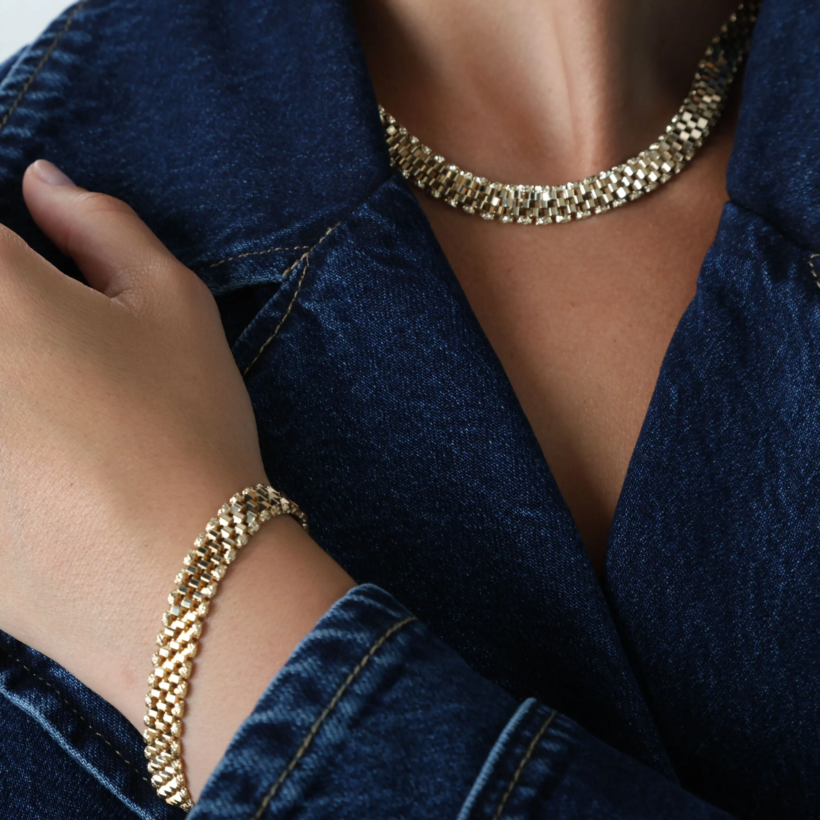 14K Gold Railroad Bracelet