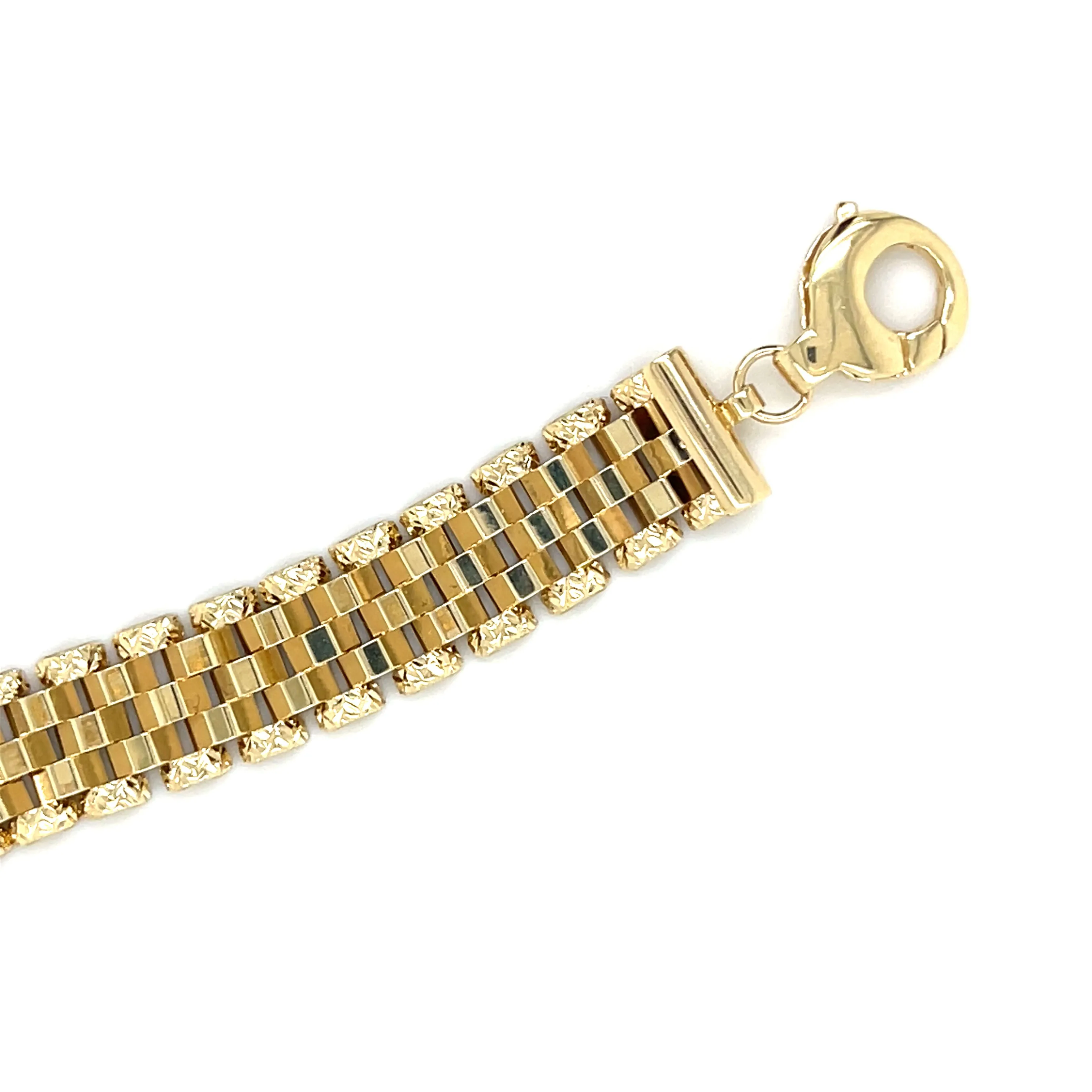 14K Gold Railroad Bracelet