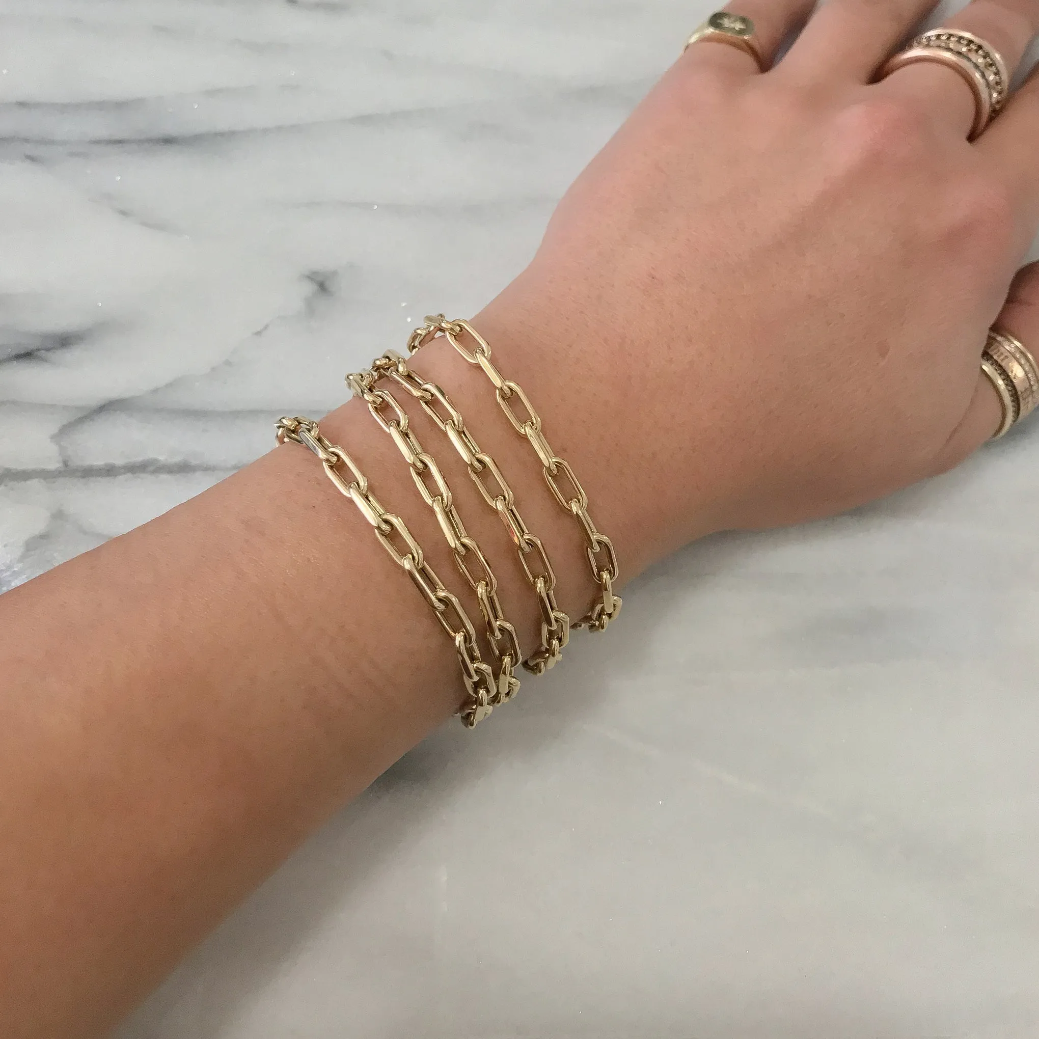 14K Gold Thick Oval Link Bracelet ~ Small Links