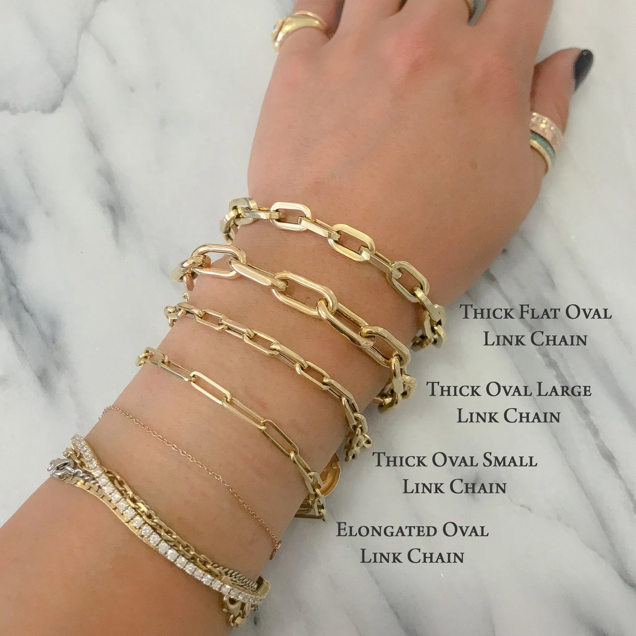 14K Gold Thick Oval Link Bracelet ~ Small Links