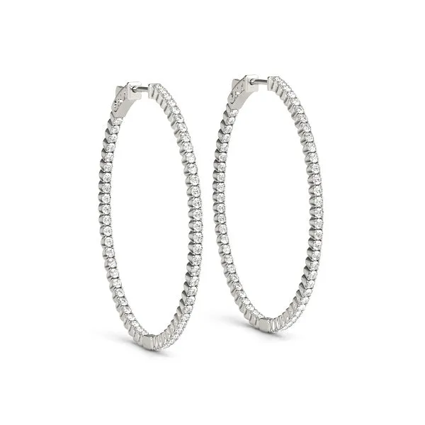14K Hoop Diamond Earring