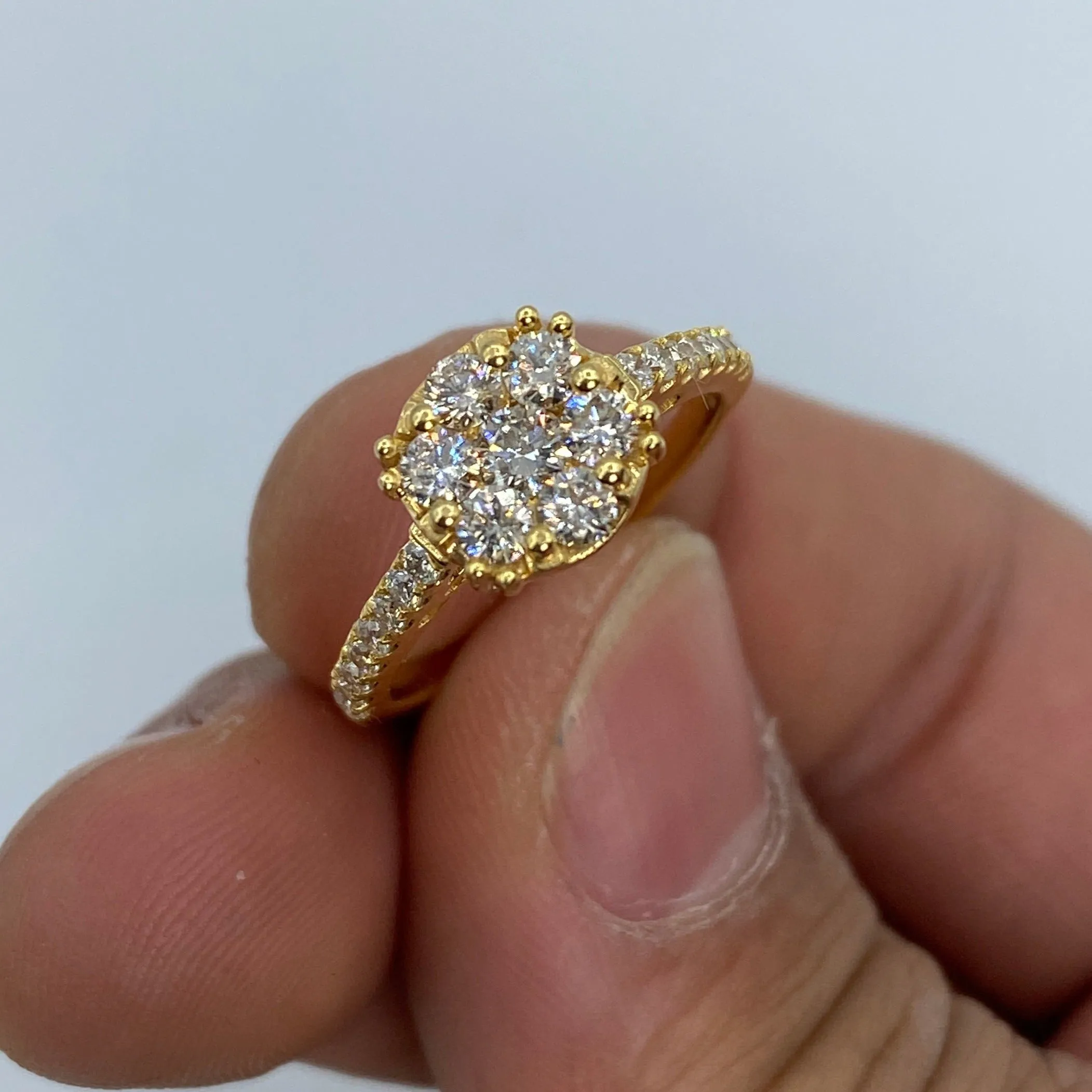 14K Large Flower Diamond Engagement Ring