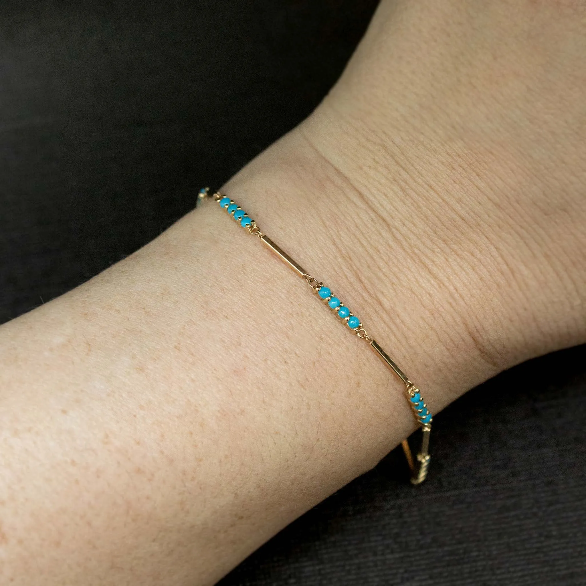 14k Mixed Gold & Turquoise Bar Bracelet
