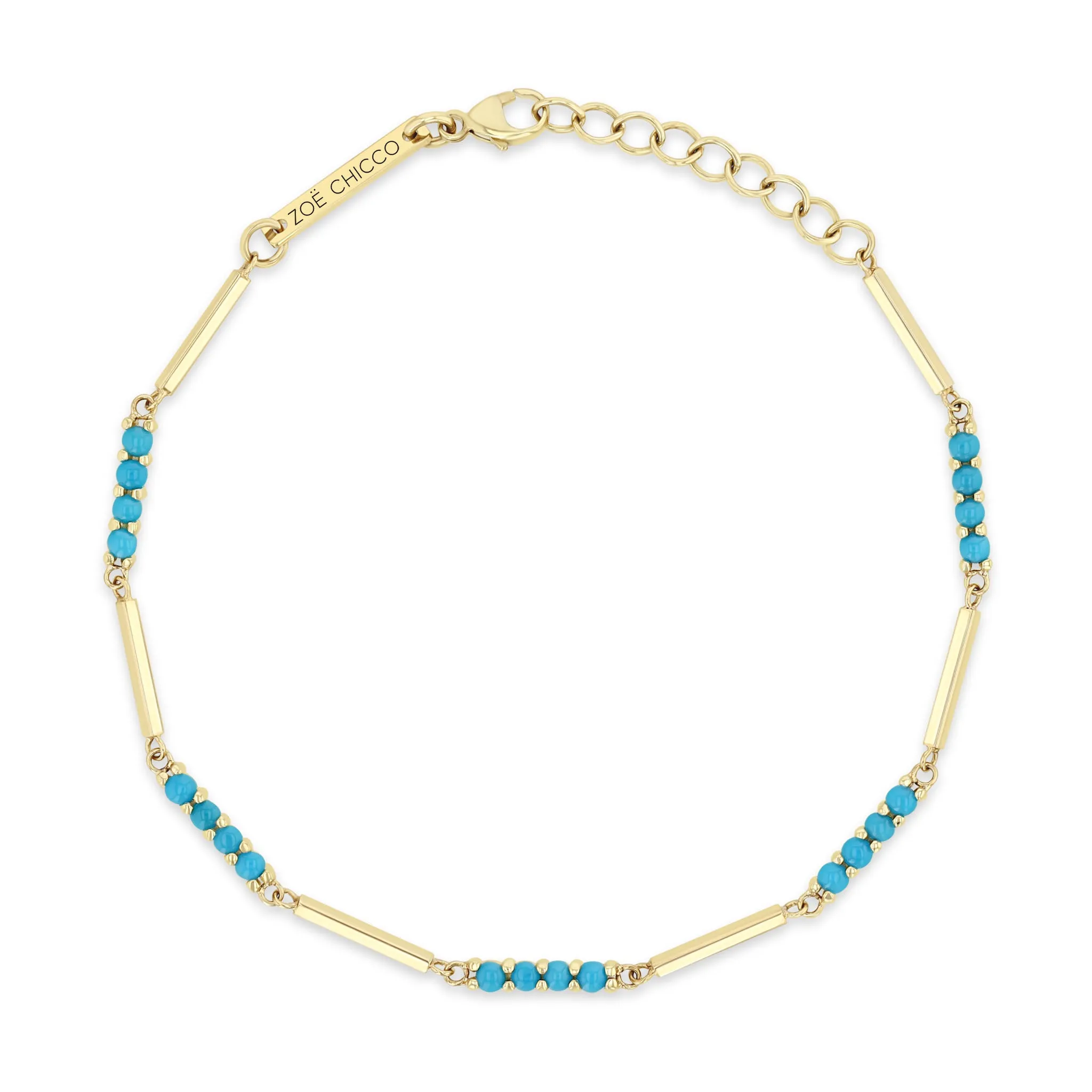 14k Mixed Gold & Turquoise Bar Bracelet