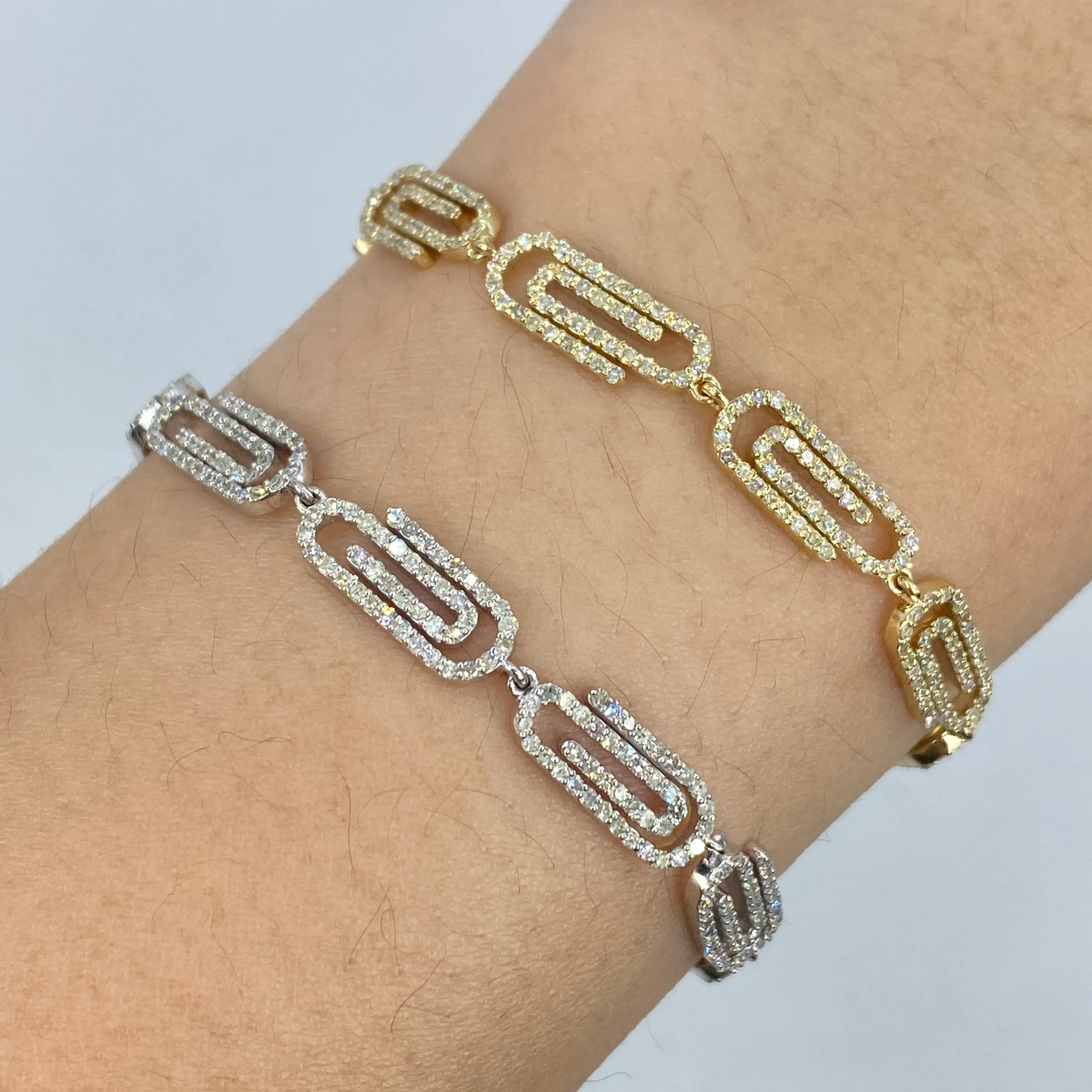 14K Paperclip Link Diamond Bracelet 7"
