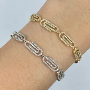 14K Paperclip Link Diamond Bracelet 7"