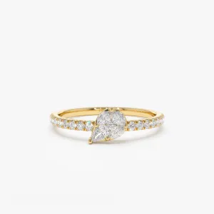 14k Pear Shape Illusion Setting Diamond Engagement Ring