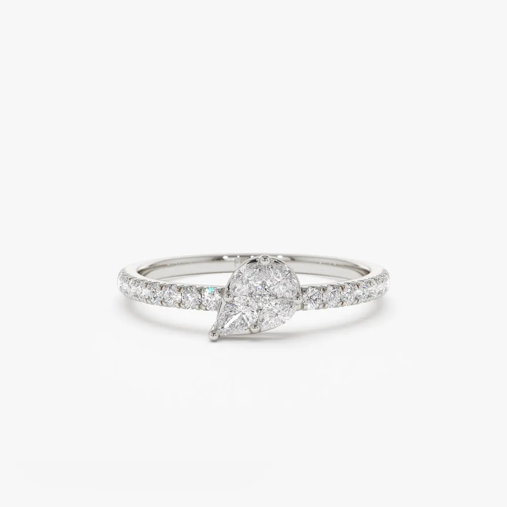 14k Pear Shape Illusion Setting Diamond Engagement Ring