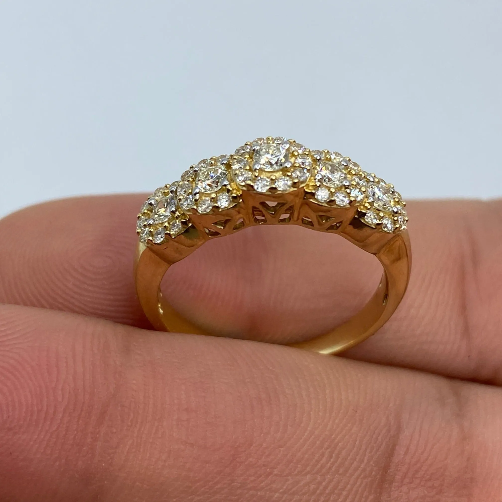 14K Quintuple Flower Diamond Engagement Ring