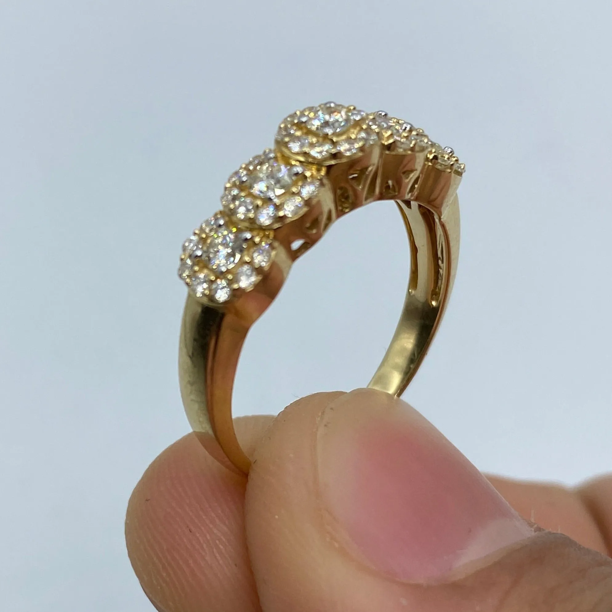 14K Quintuple Flower Diamond Engagement Ring