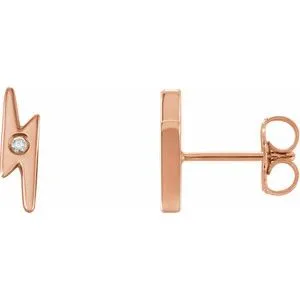 14K Rose .03 CTW Diamond Lighting Bolt Earrings