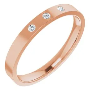 14K Rose .04 CTW Diamond 3-Stone Flat Band Size 7