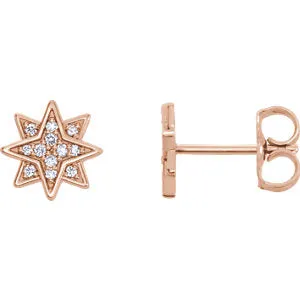 14K Rose .08 CTW Diamond Star Earrings