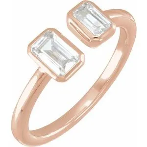 14K Rose 1 CTW Lab-Grown Diamond Two-Stone Ring