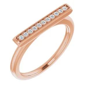 14K Rose 1/10 CTW Diamond Bar Ring