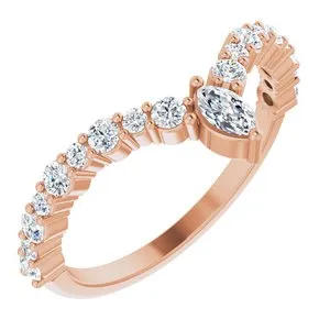 14K Rose 1/2 CTW Diamond "V" Ring