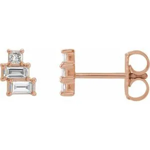 14K Rose 1/4 CTW Diamond Geometric Cluster Earrings