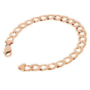 14k Rose Gold Solid Flat Cuban Curb Link Chain Bracelet 7" 9mm 14.8 grams