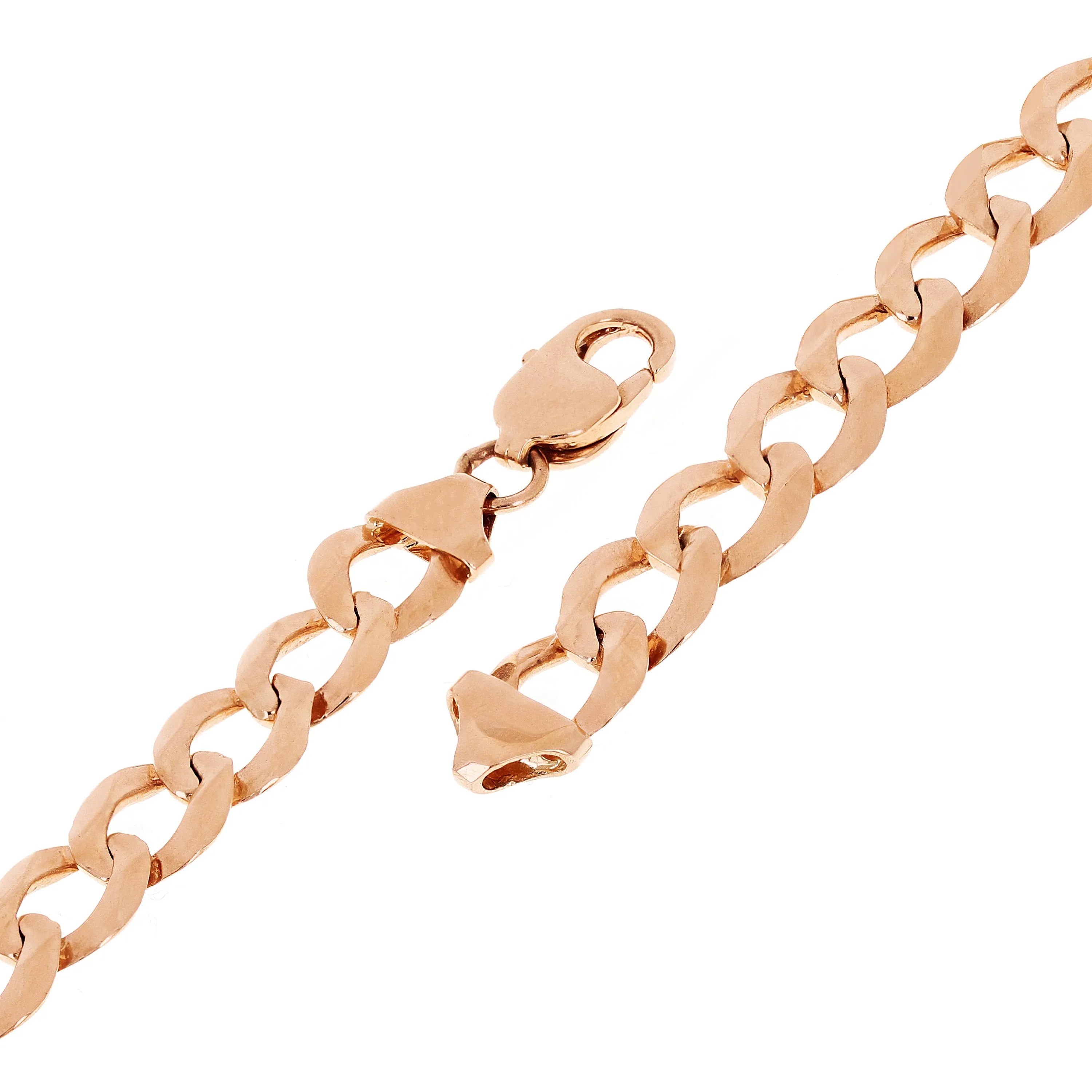 14k Rose Gold Solid Flat Cuban Curb Link Chain Bracelet 7" 9mm 14.8 grams