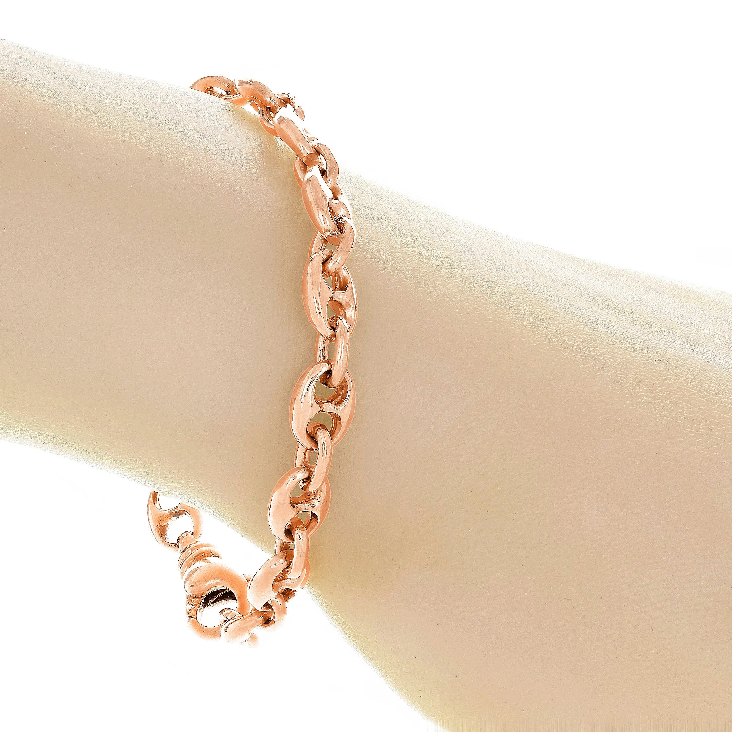 14k Rose Gold Solid Puffy Mariner Gucci Link Bracelet 8.5" 7.5mm 26.5 grams