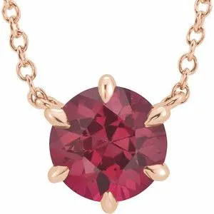 14K Rose Ruby Solitaire 16" Necklace
