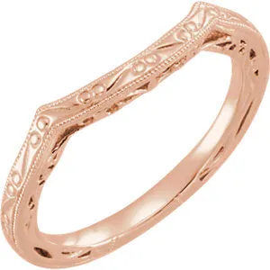 14K Rose Vintage-Inspired Matching Band for 7.4 mm Round Ring