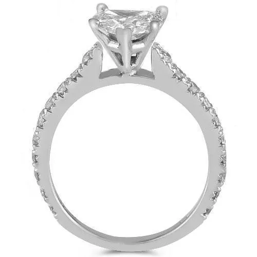 14K Solid White Gold Heart Shaped  EGL Certified Diamond Engagement Ring 1.75 Ctw