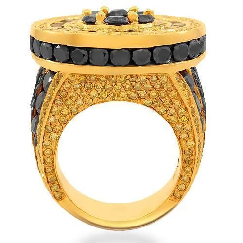 14K Solid Yellow Gold Mens Diamond Ring 15.90 Ctw