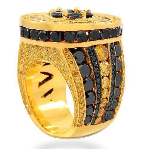 14K Solid Yellow Gold Mens Diamond Ring 15.90 Ctw