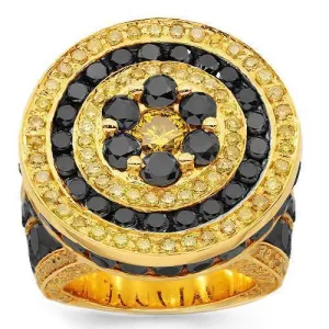 14K Solid Yellow Gold Mens Diamond Ring 15.90 Ctw