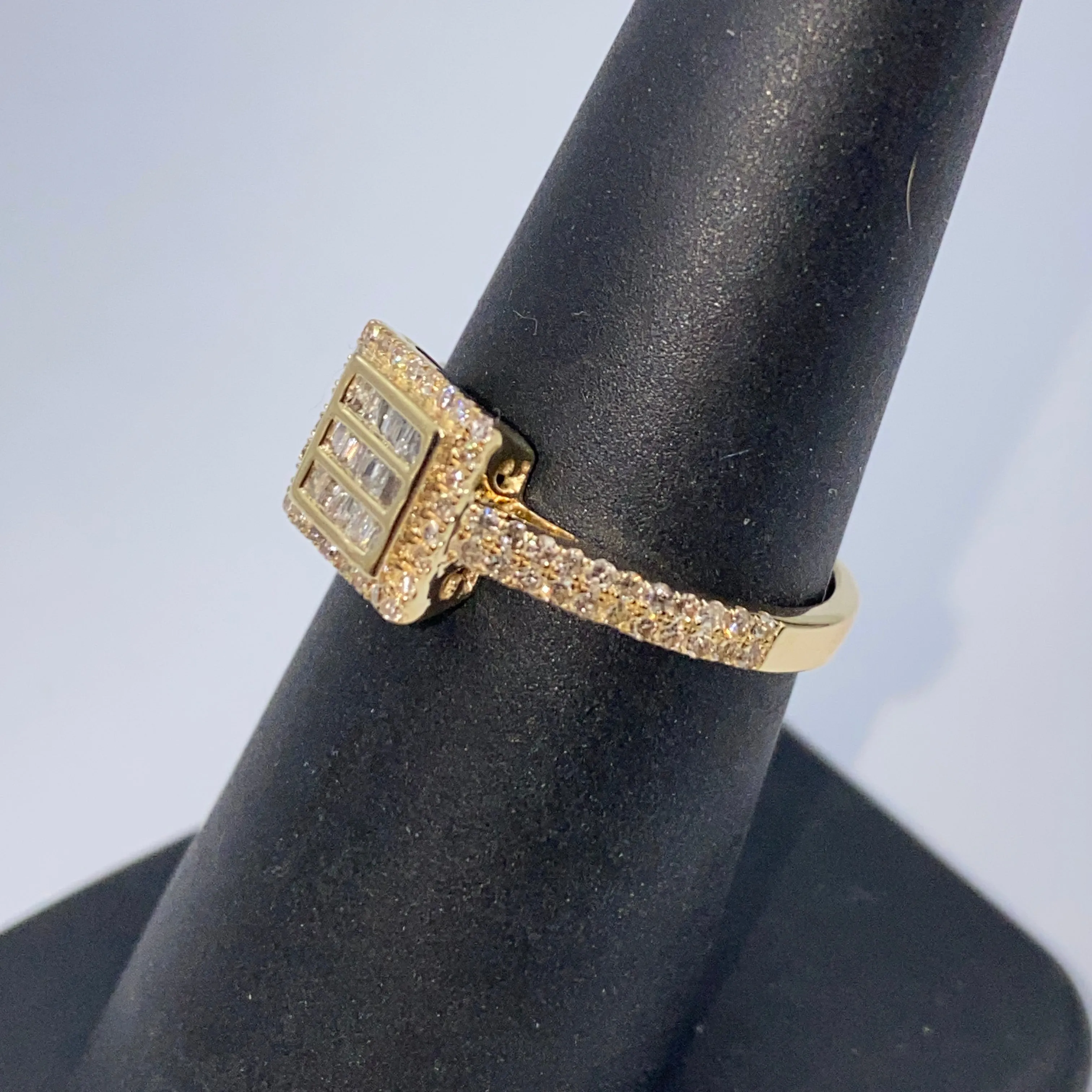 14K Square Diamond Baguette Engagement Rings