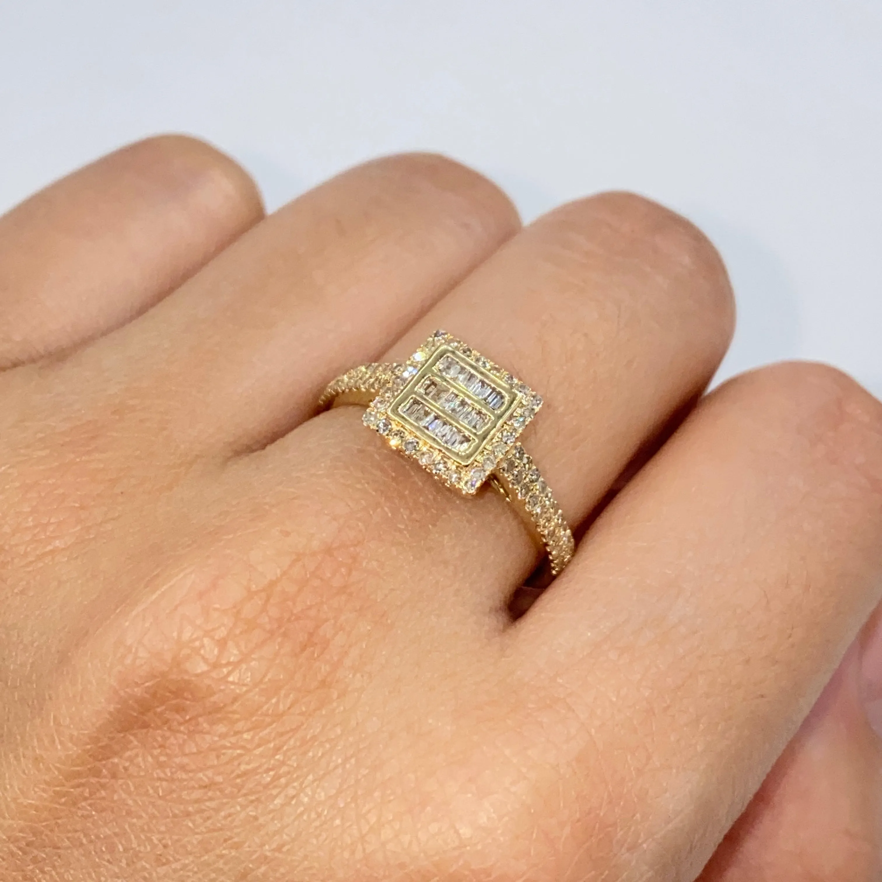 14K Square Diamond Baguette Engagement Rings
