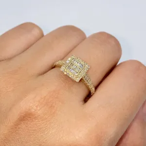 14K Square Diamond Baguette Engagement Rings