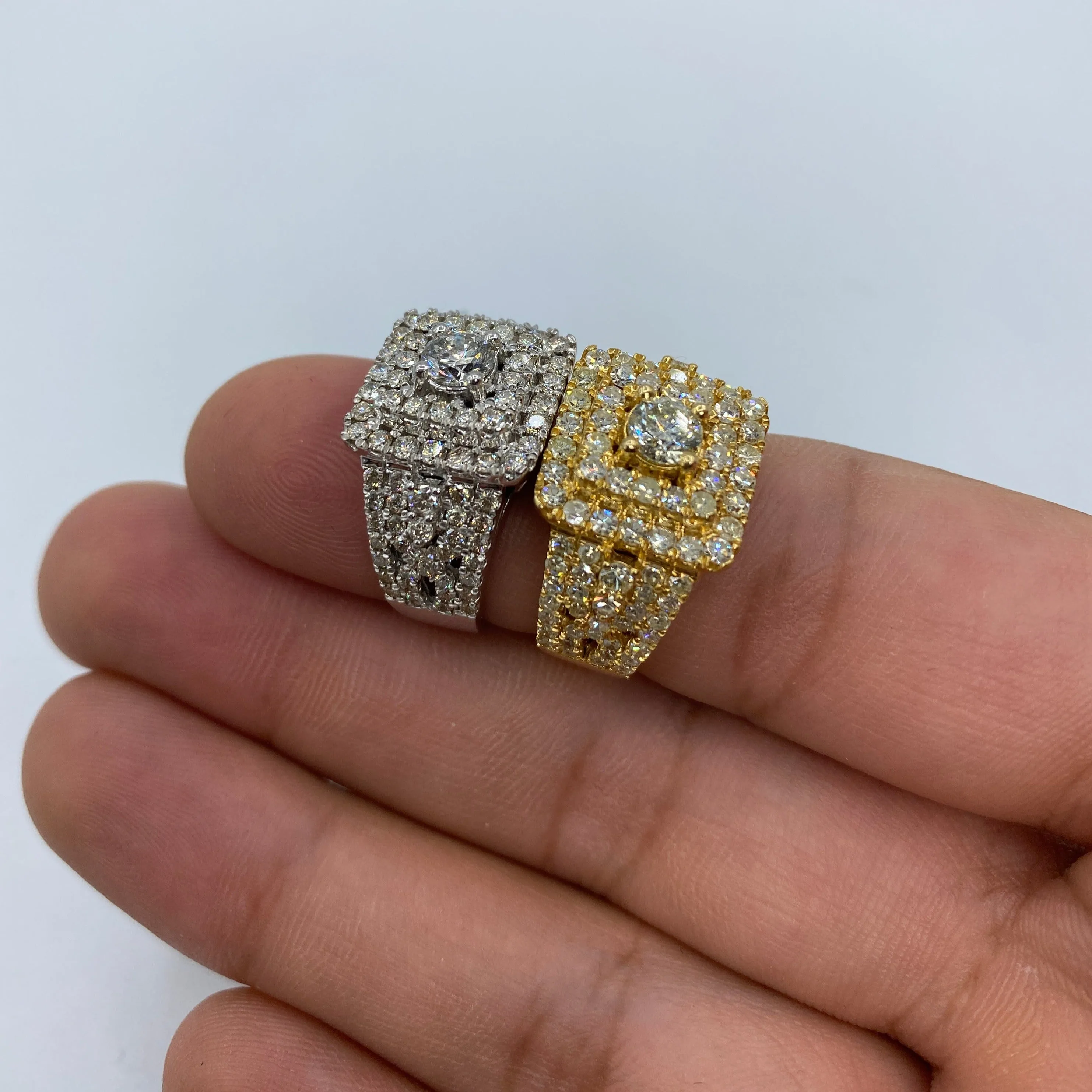 14K Square Engagement Diamond Ring