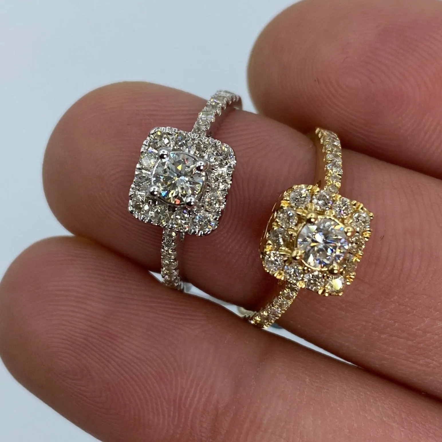 14K Square Large Center Stone Diamond Engagement Ring