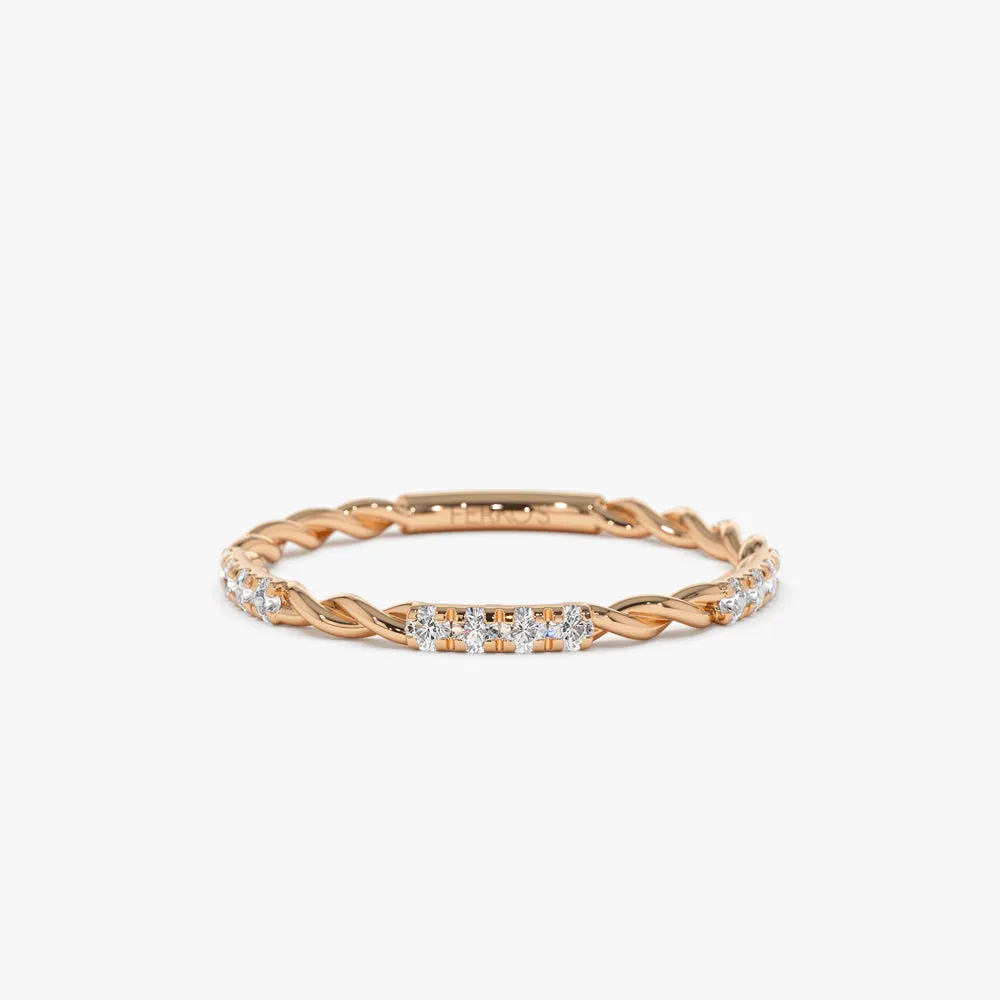 14k Twisted Rope 3/4 Eternity Diamond Ring