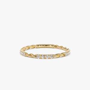 14k Twisted Rope 3/4 Eternity Diamond Ring
