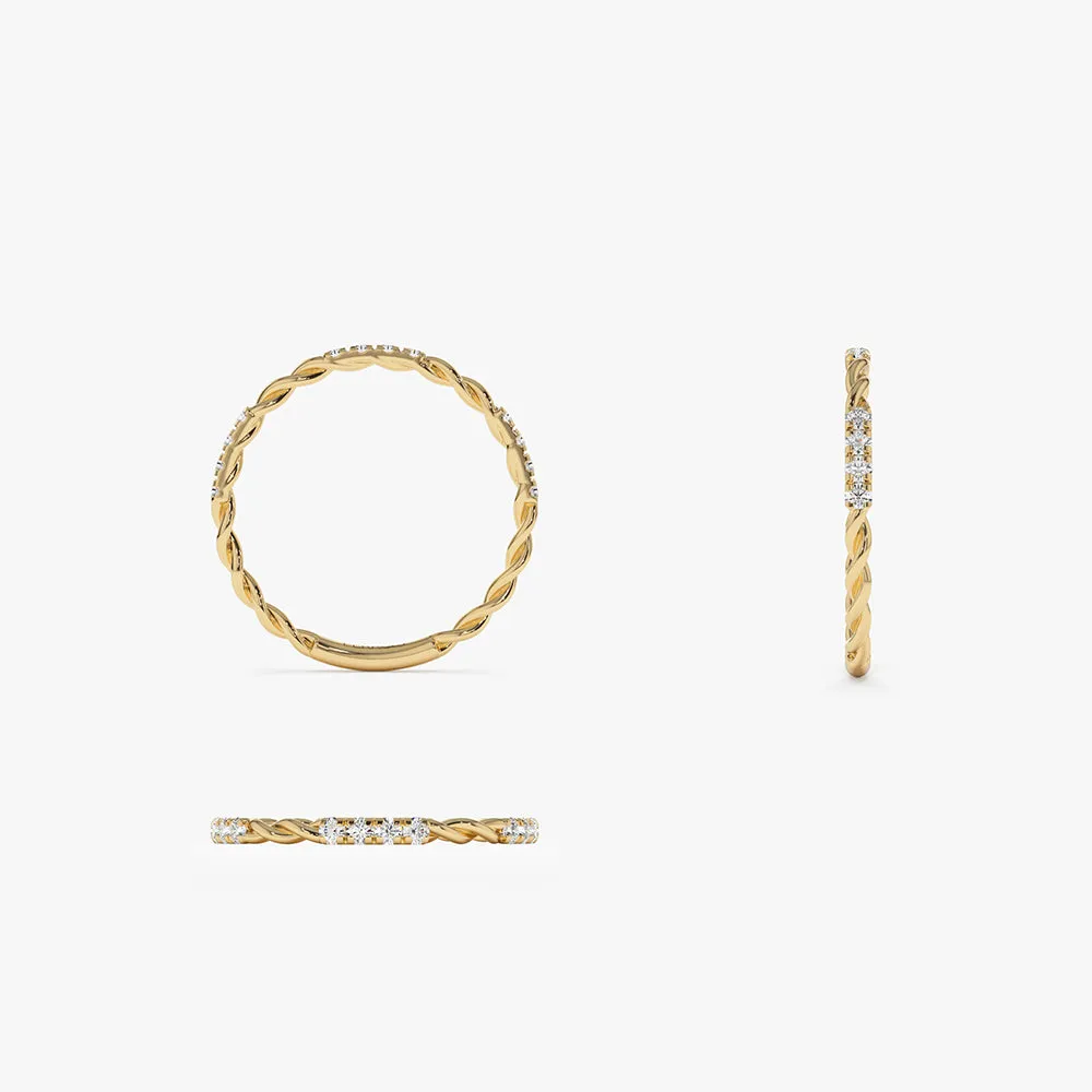14k Twisted Rope 3/4 Eternity Diamond Ring