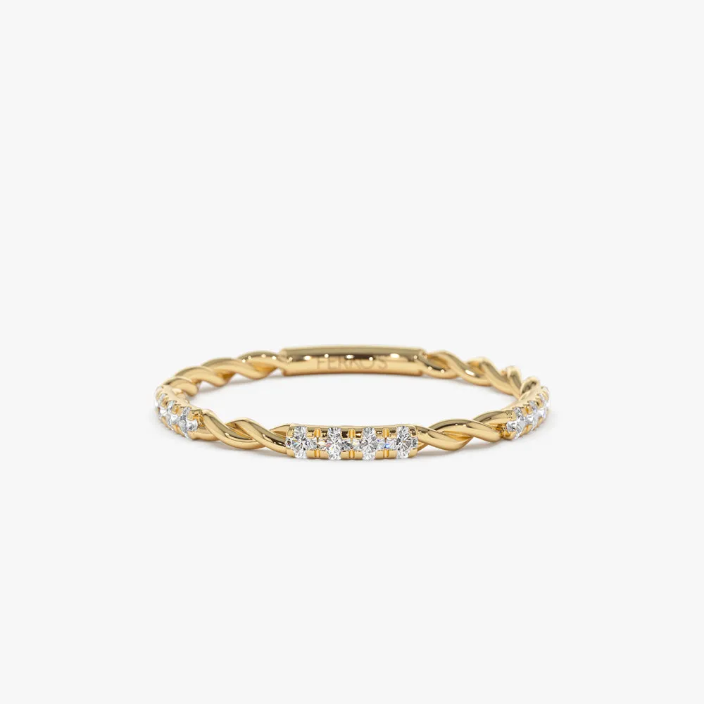 14k Twisted Rope 3/4 Eternity Diamond Ring