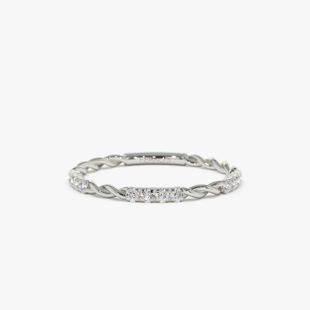 14k Twisted Rope 3/4 Eternity Diamond Ring