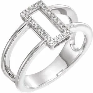 14K White .10 CTW Rectangle Geometric Diamond Ring